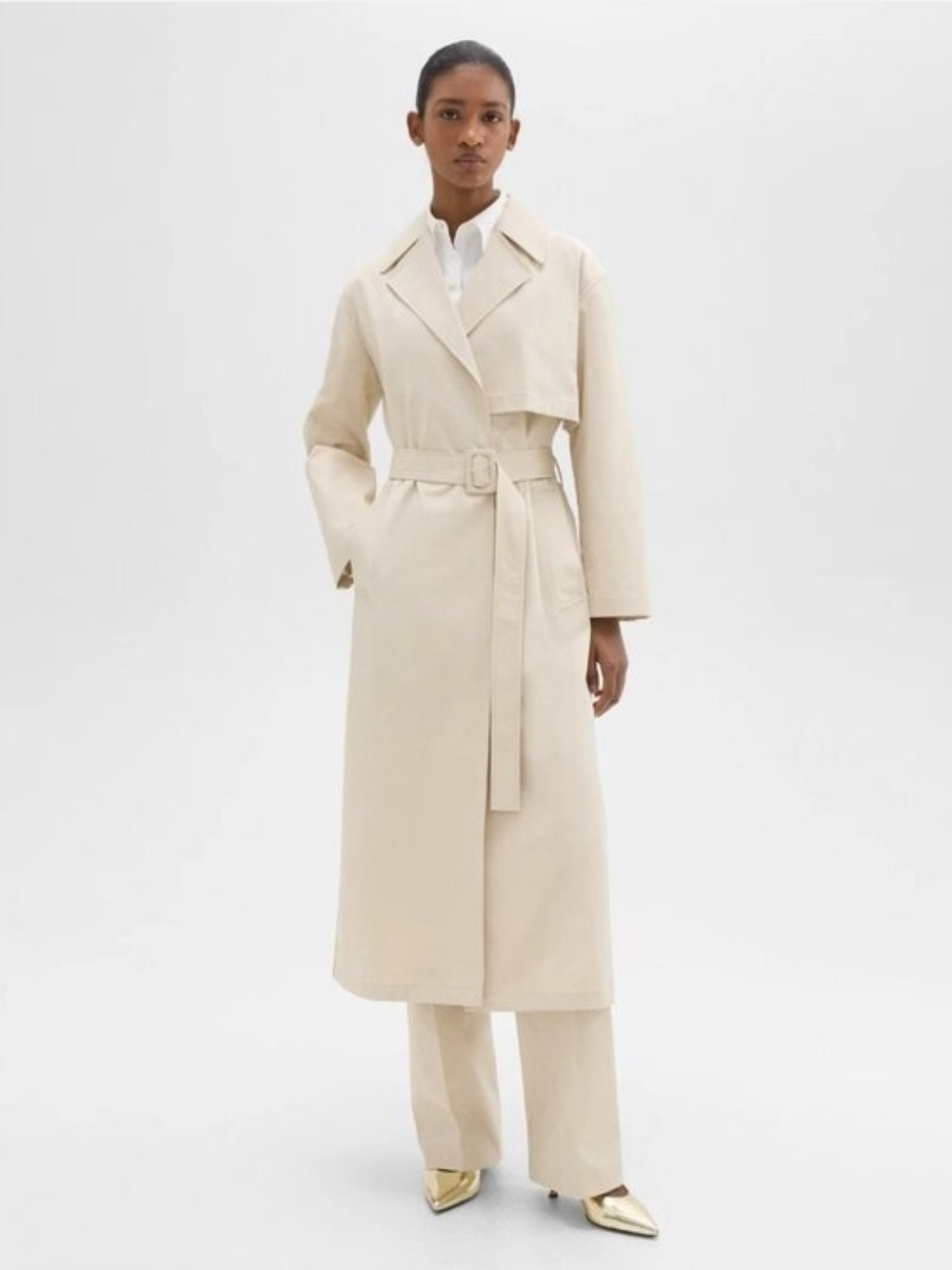 Theory Sand SB Wrap Trench Coat